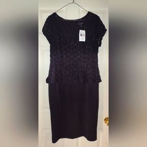 NWT Connected Apparel women's size 16 black sequence top dress